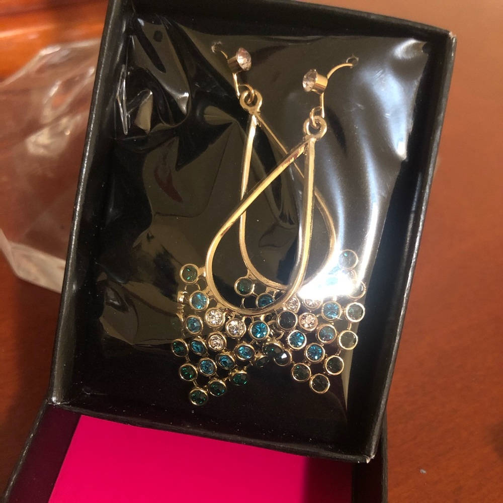 Long blue and golden earrings